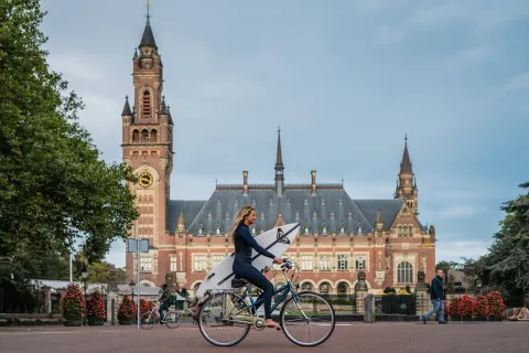 Surf girl with Peace Palace