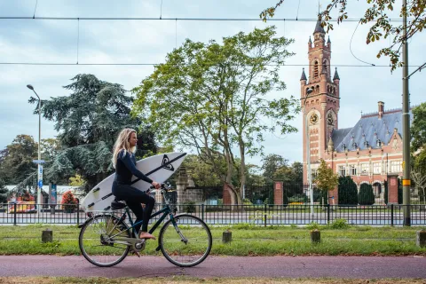 Surf girl with Peace Palace