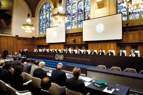 Meeting in the Great Hall of Justice of the International Court of Justice 