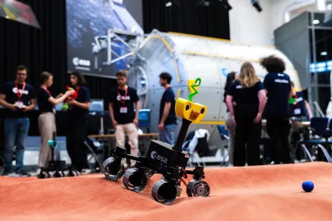 Students take 3d printed rovers for a spin at ESA in Noordwijk