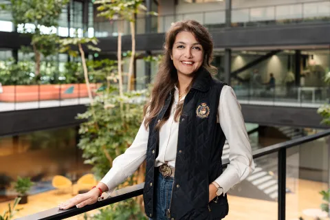 Semiconductor employee in office