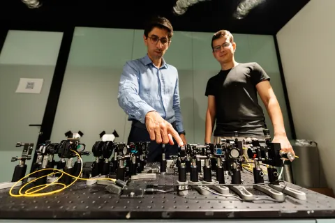 Two men working on quantum technology