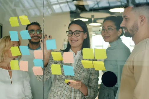 Group of people collaborating in an office setting