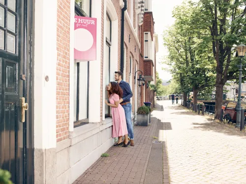 Couple looking at a house