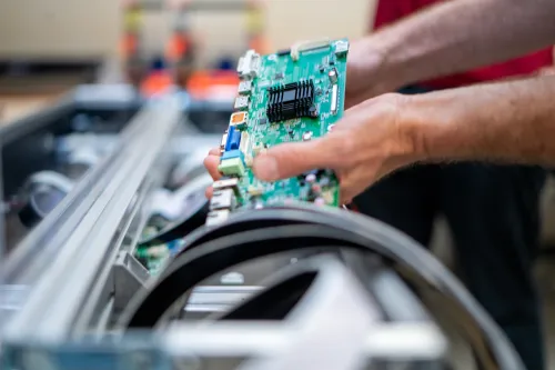 A man working with a chip