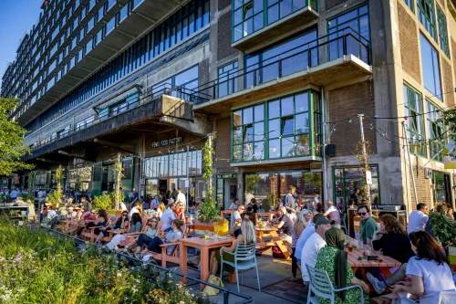 People on a terrace in Rotterdam