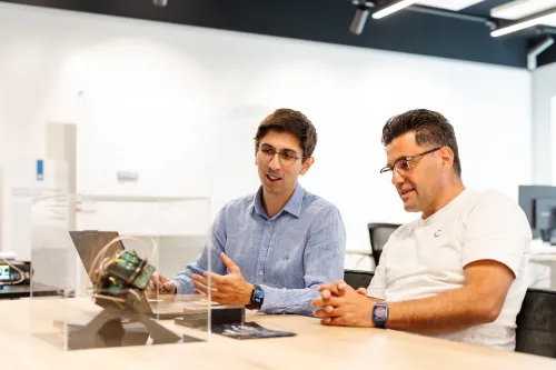 Two men working on quantum technology