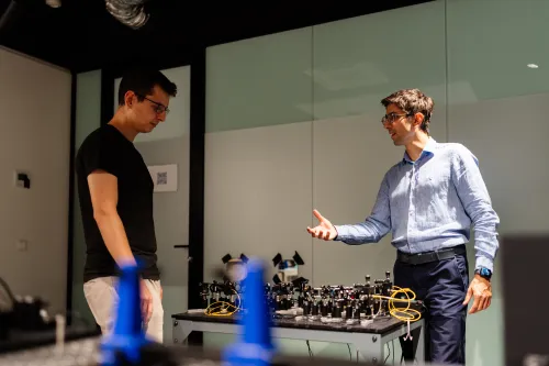 Two men working on quantum technology