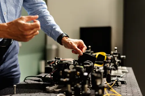 Man working on quantum technology